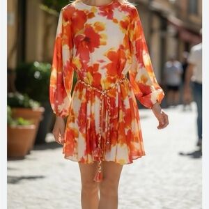 Alex Marie Vibrant Floral Long Sleeve Dress